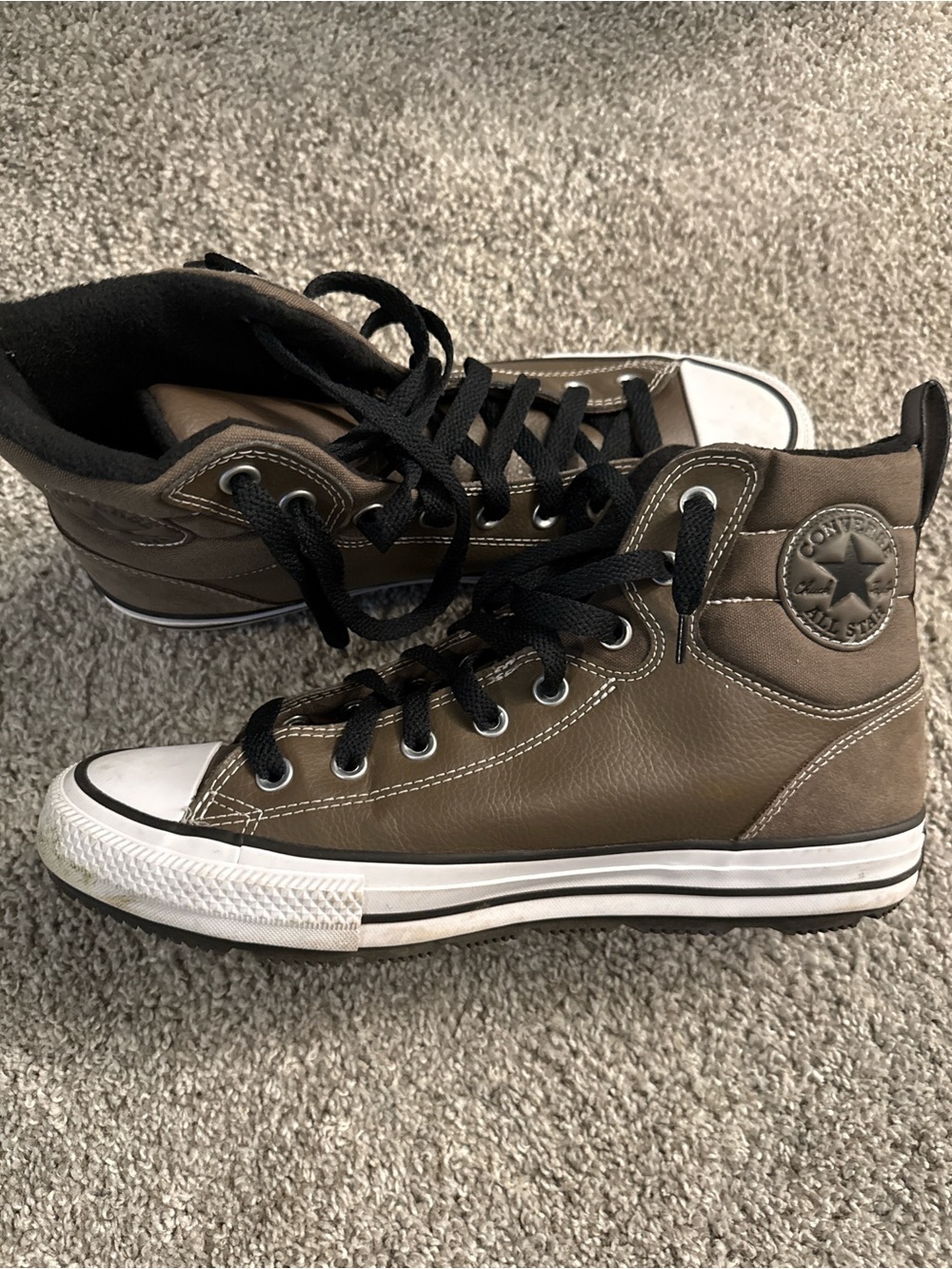 Converse Brown and Black Leather High-Top Sneakers